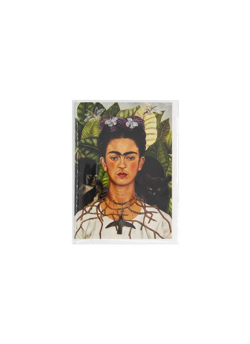 Doppelkarte mit Umschlag,  Frida Kahlo, Selbstporträt mit Dornenhalsband und Kolibri
