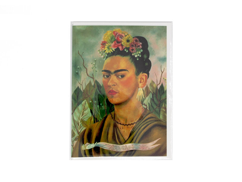 Tarjeta doble con sobre,  Frida Kahlo, Autorretrato- Dr Eloesser