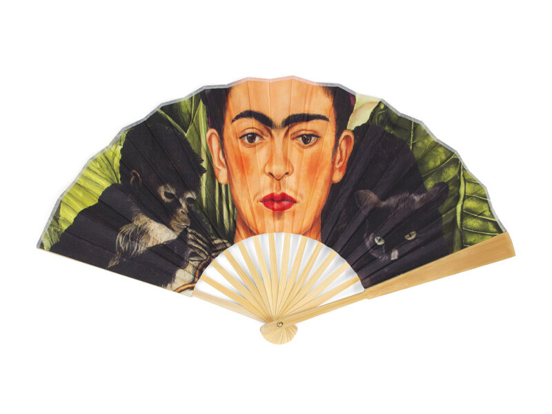 Éventail ,Large,  Frida Kahlo,Autoportrait avec bonito