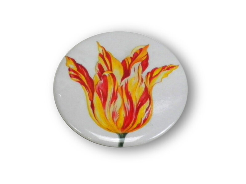 Pocket Mirror, Small, Ø 60 mm,  Yellow red tulip, Marrel