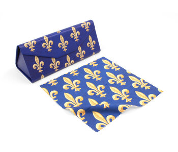 Étui à lunettes pliable + chiffon pour lunettes, Fleur de Lys