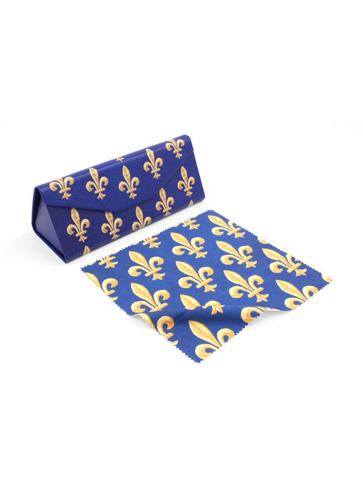 Opvouwbare brillenkoker+ lensdoekje, Fleur de Lys