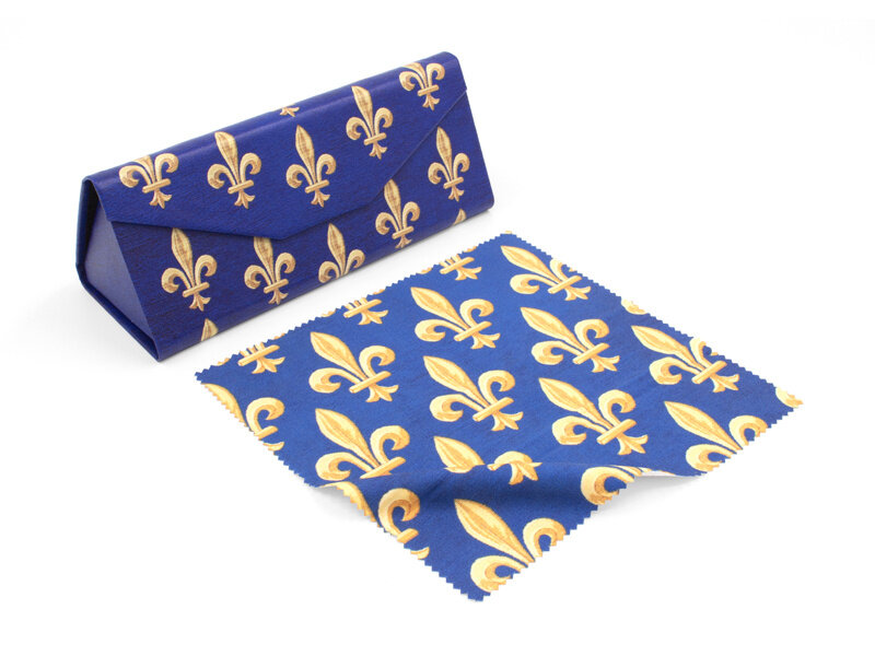 Foldable specatcle case + lens cloth, Fleur de Lys