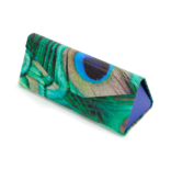 Estuche plegable para gafas, paño para gafas, motivo de plumas de pavo real