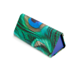Foldable glasses case + lens cloth, Peacock feather motif