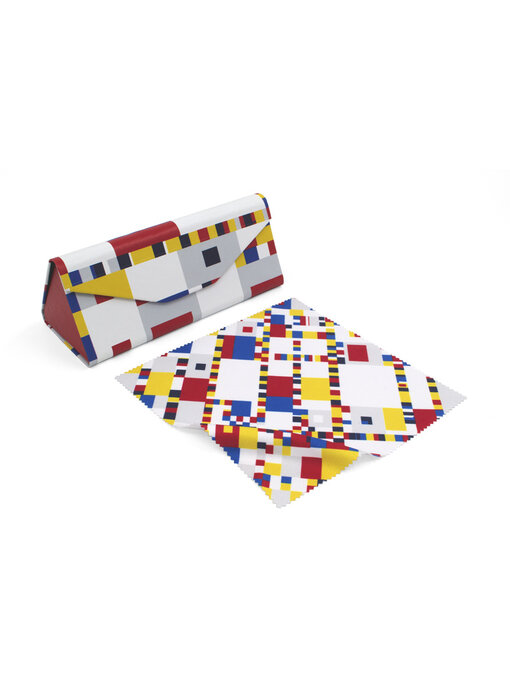 Faltbares Brillenetui+ Brillenputztuch, Mondrian, Boogie Woogie