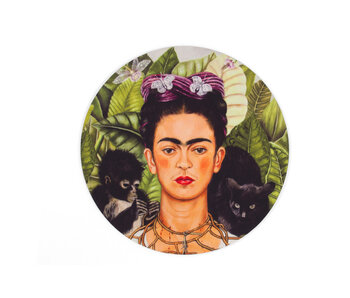 Mouse Pad round , Frida Kahlo, Portrait with Hummingbird