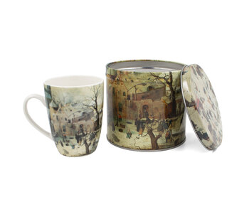 Conjunto: Taza / estaño, Avercamp, paisaje invernal
