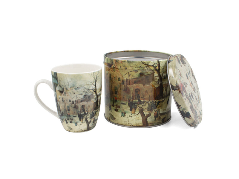 Set: Tasse/ étain,  Avercamp, paysage d'hiver
