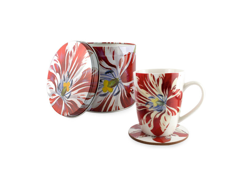 Conjunto: Taza / estaño / posavasos, Tulip Marrel, Rijksmuseum