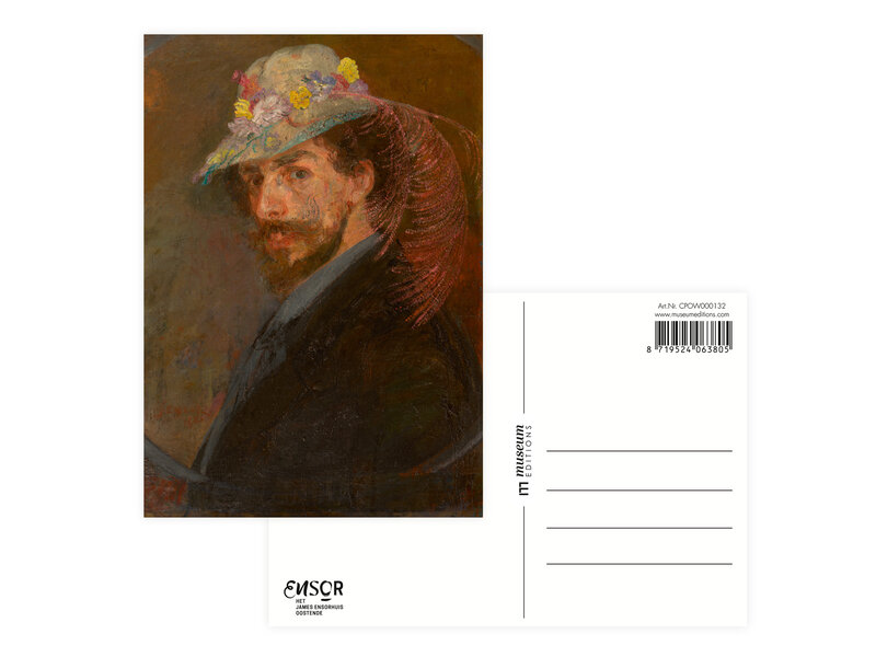 Postcard, 10 x 15 cm,  James Ensor, Self-Portrait with Flowere