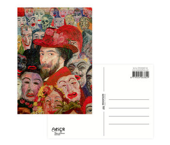 Carte postale, 10 x 15 cm, James Ensor, Autoportrait avec masques