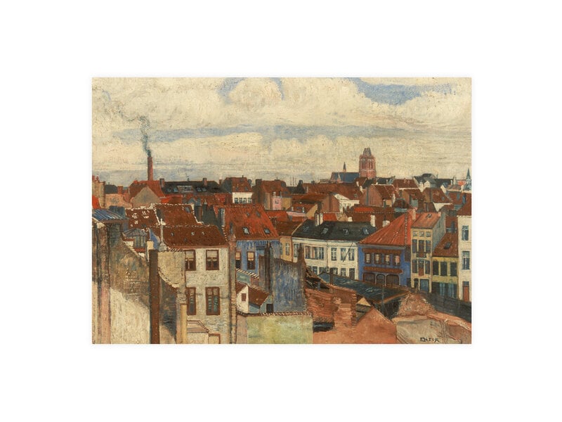 Ansichtkaart, 10 x 15 cm, James Ensor,  De daken van Oostende