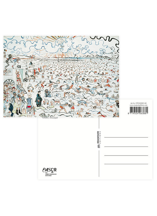 Postkaart, 10 x 15 cm, James Ensor,  De baden van Oostende