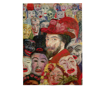Affiche, 50x70  cm,  James Ensor, Autoportrait avec masques