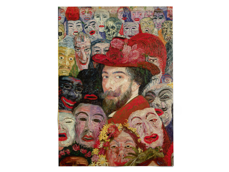 Plakat, 50x70  cm,  James Ensor, Porträt mit Masken