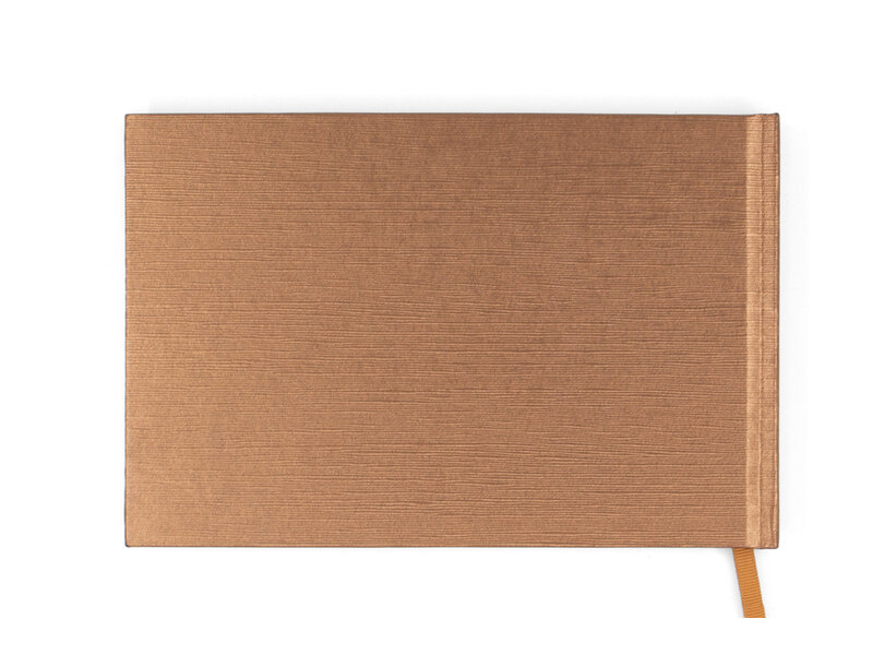 Carnet de croquis OR/CUIVRE avec encart pour carte postale, format horizontal