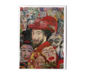 Doppelkarte mit Umschlag,  James  Ensor,  Porträt mit Masken
