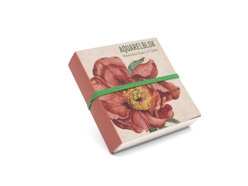 Carnet de dessin à l'aquarelle, carré, Pivoines