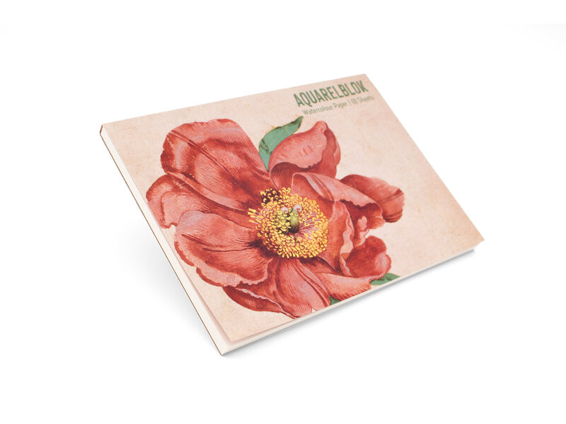 Carnet de dessin à l'aquarelle, format A5, pivoines