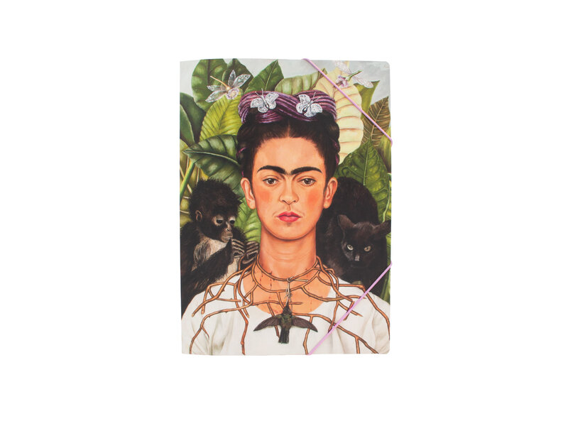 Dokumentenmappe mit Gummiband, A4, Frida Kahlo, Selbstporträt mit Dornenhalsband und Kolibri