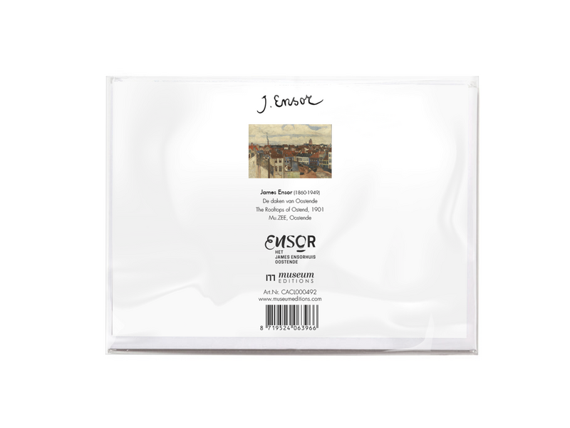 Dubbele kaart met envelop, James Ensor,De daken van Oostende