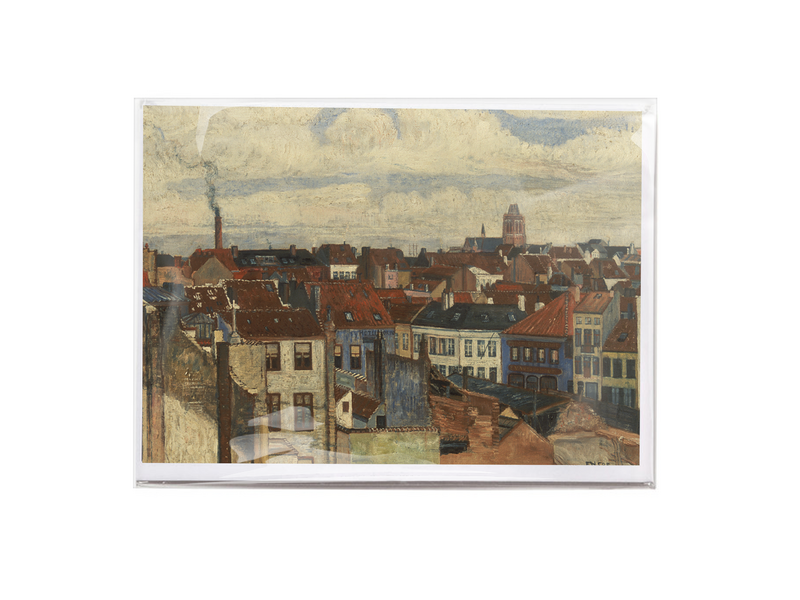 Dubbele kaart met envelop, James Ensor,De daken van Oostende