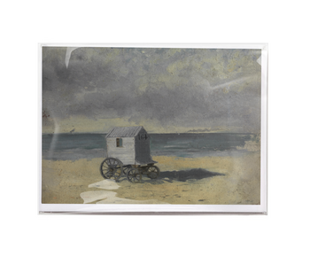 Tarjeta doble con sobre,  James Ensor, Cabaña de baño en la playa