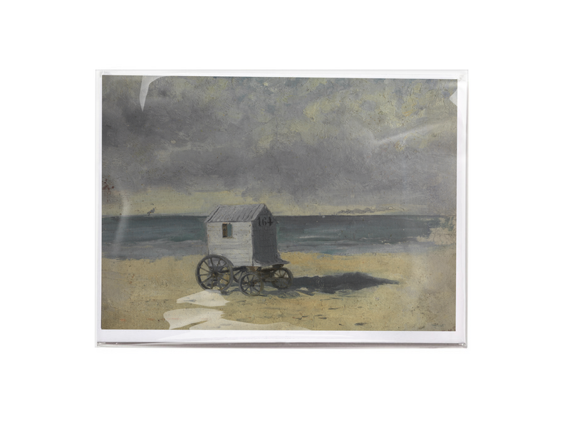 Doppelkarte mit Umschlag  James  Ensor, Badehütte am Strand