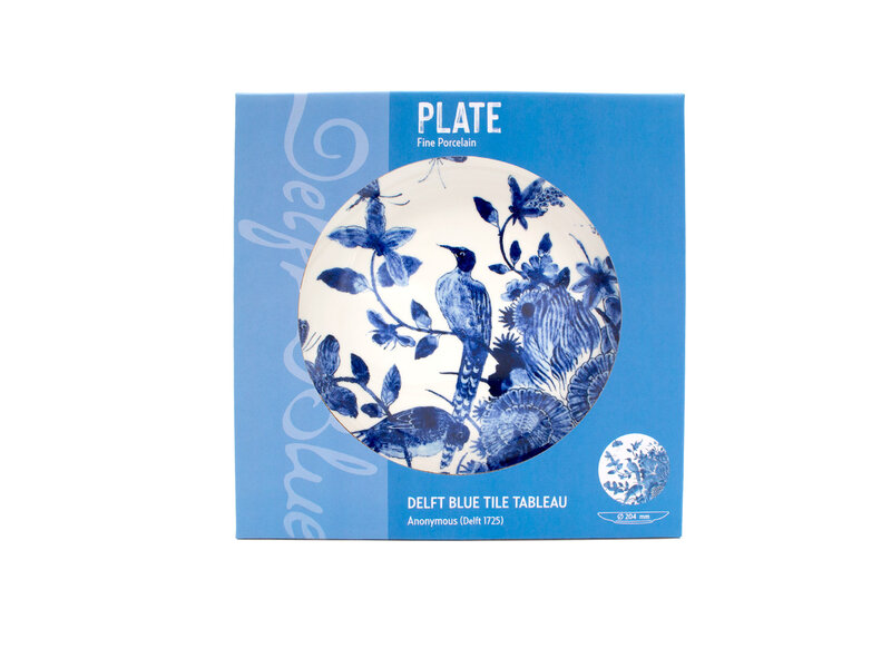 Plato de porcelana, Ø 20 cm, Pájaros de Delft Blue