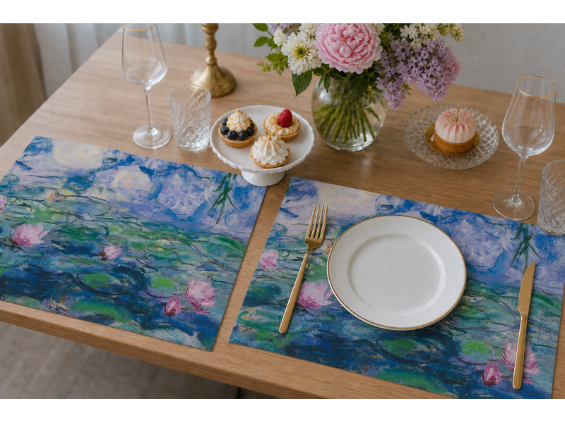 Cotton placemats-set of 2- Monet, Waterlilies