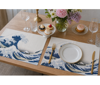 Manteles individuales de algodón - juego de 2 -La Grande Vague, Hokusai