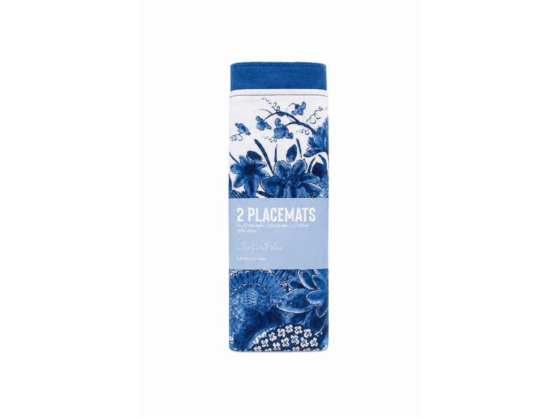 Katoenen placemats - set van 2 - Delfts Blauwe Vogels