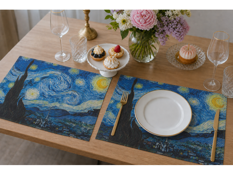 Cotton placemats-set of 2-  Vincent van Gogh, Starry Night