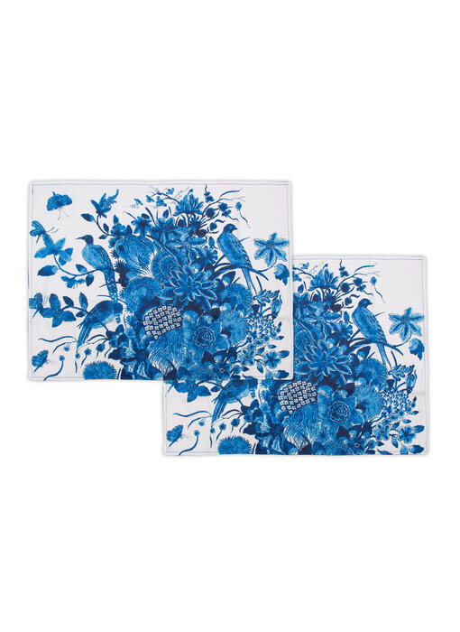 Katoenen placemats - set van 2 -  Delfts Blauwe Vogels