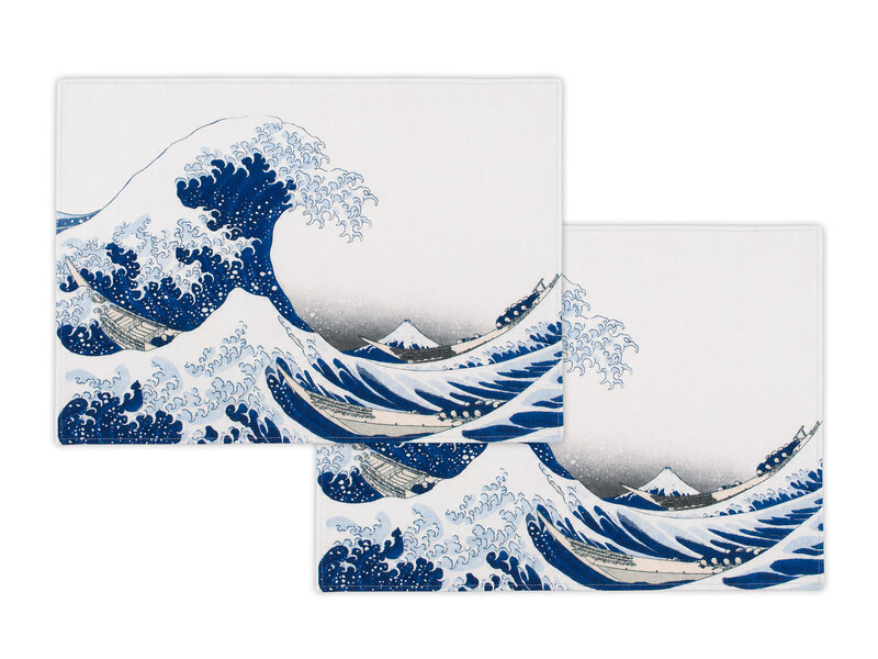 Manteles individuales de algodón - juego de 2 - La Grande Vague, Hokusai