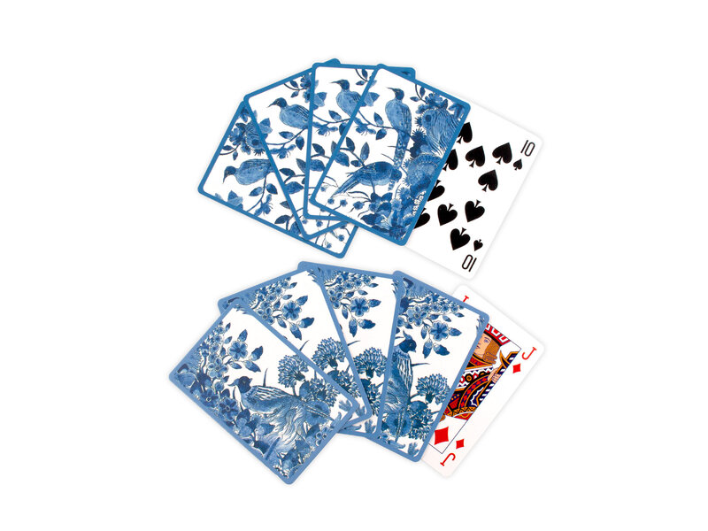 Set mit 2 Kartenspielen, Delfter Blaue Vögel