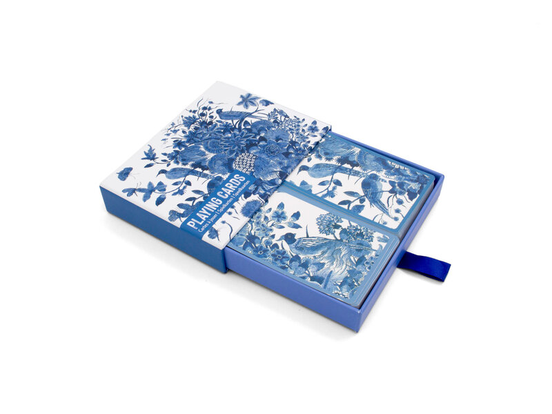 Set mit 2 Kartenspielen, Delfter Blaue Vögel