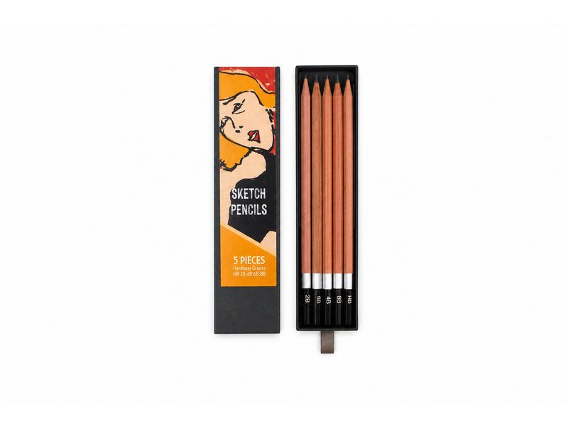 Set van 5 HB-potloden in een doos ,  Toulouse Lautrec, Jane Avril