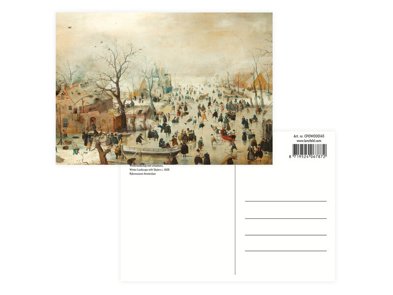 Postal, Avercamp, paisaje invernal