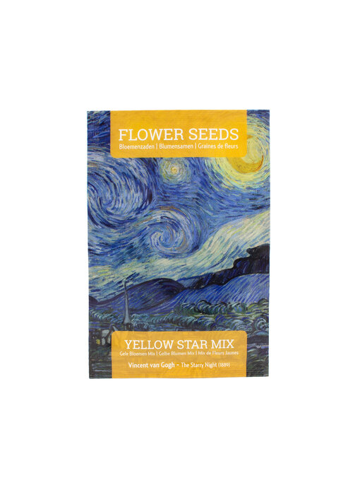 Carte postale avec un mélange de graines de fleurs pour imiter La Nuit étoilée de Van Gogh