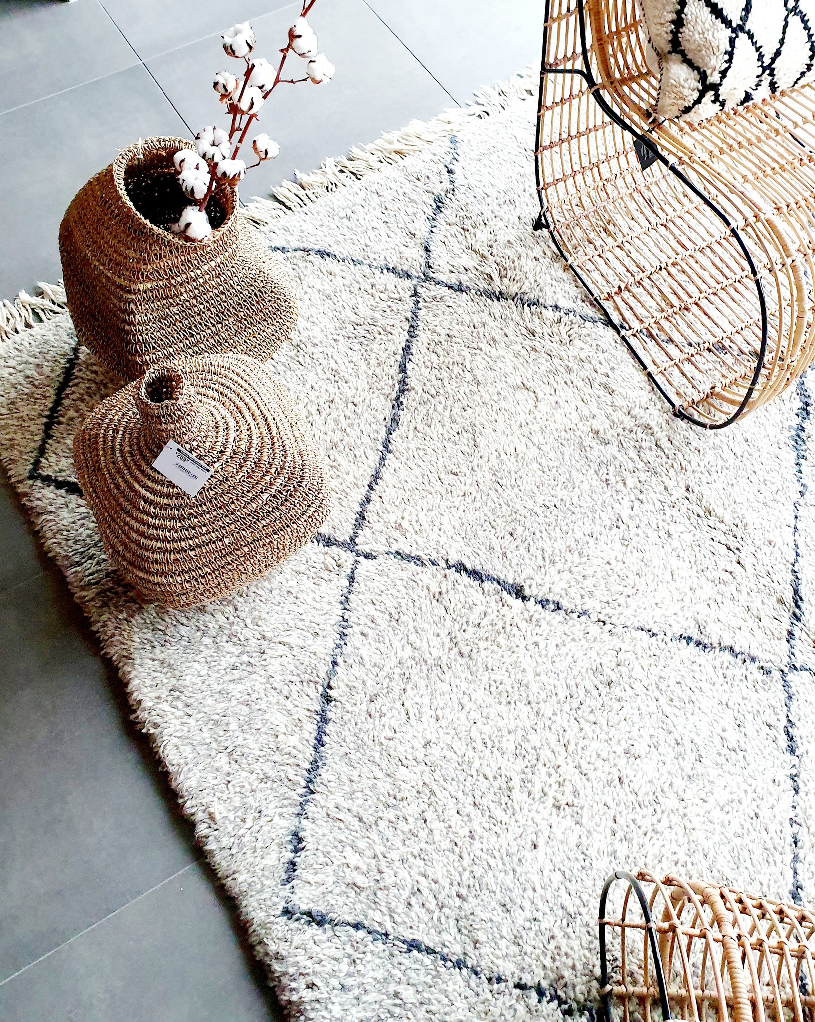Mexico tarwe Dader Authentiek berber tapijt, Marokko,100% wol, 250 x 210 cm - Nathalia Tsala  Concept Store