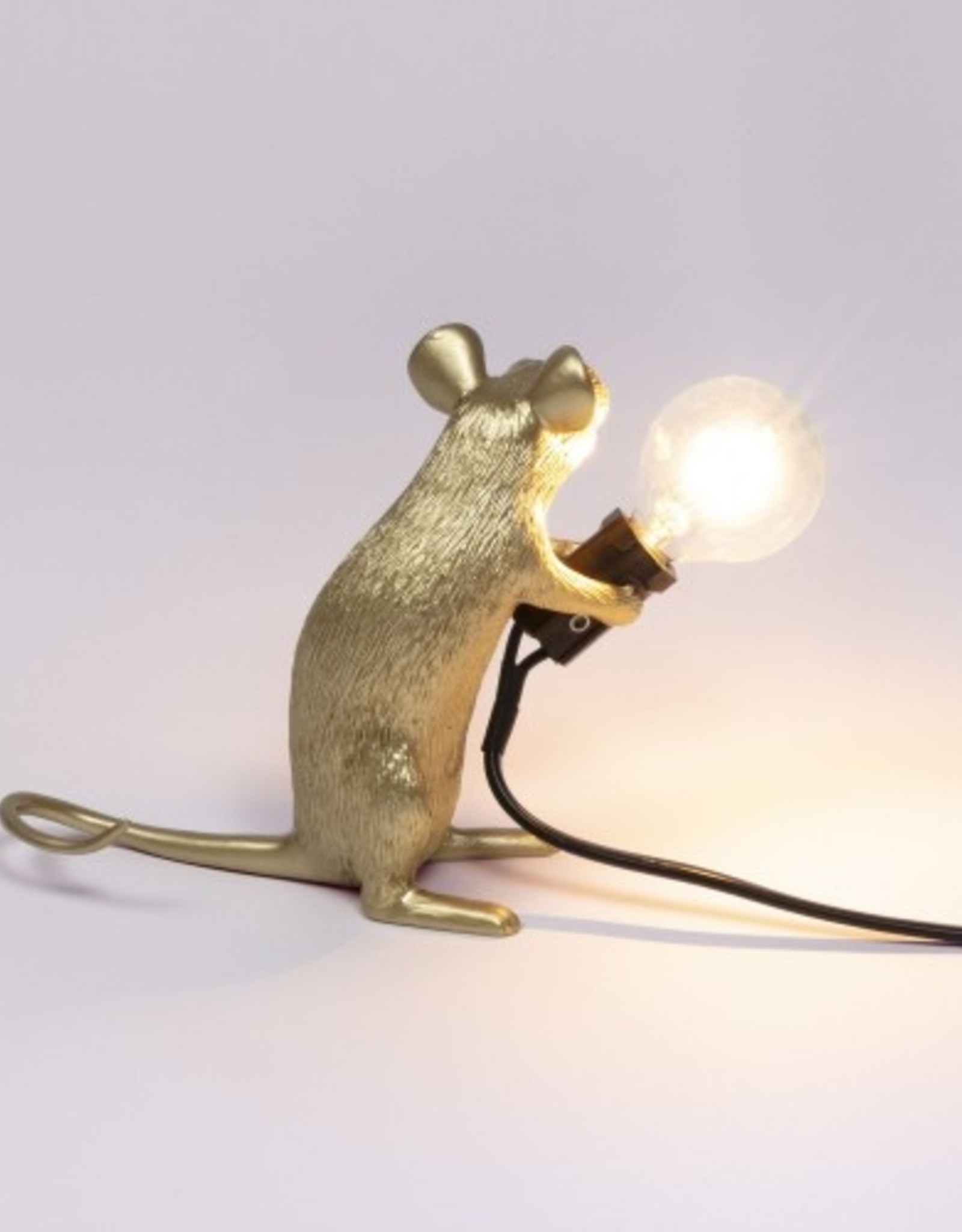 &quot;MOUSE LAMP MACGOLD&quot; RESIN LAMP Cm.5x15 h.12,5 SITTING BLACK CABLE