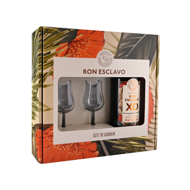 Ron Esclavo XO 70cl Giftset met 2 glazen
