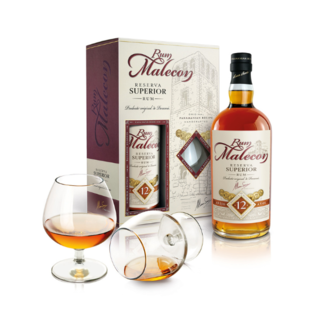 Rum Malecon Reserva Superior 12Y met 2 glazen Rum Malecon Reserva Superior 12Y met 2 glazen