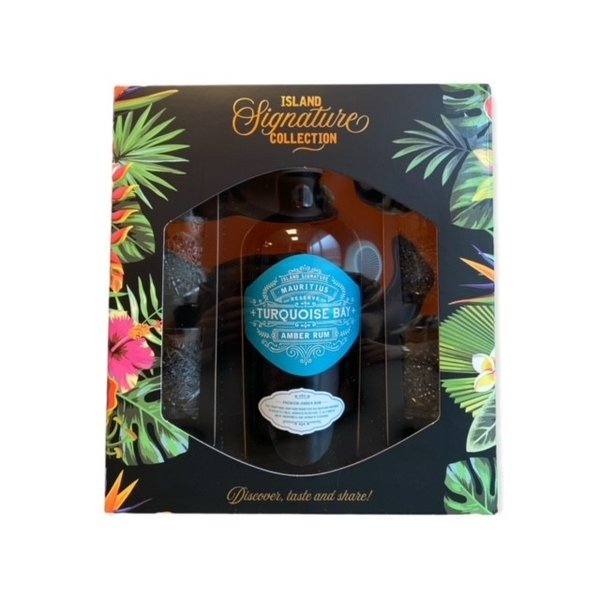 Island Signature Collection Amber Rum met 4 Glazen