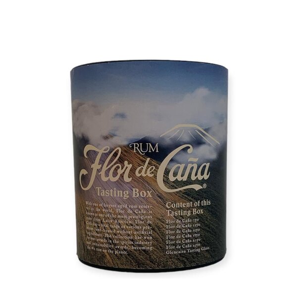 Flor de Cana Tasting box 6x25ML + Glas