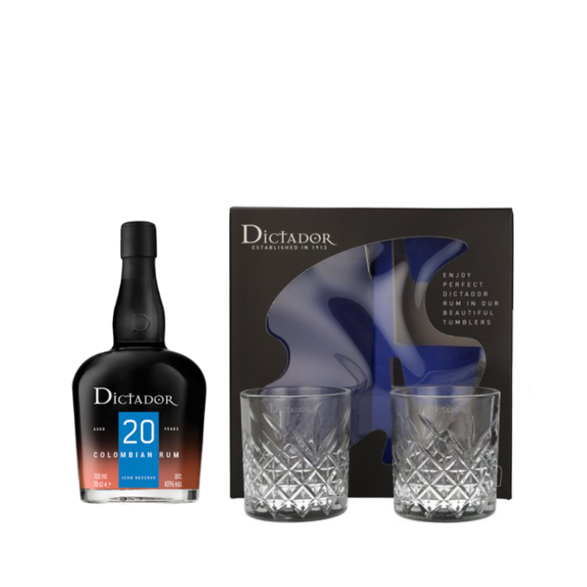 Dictador 20 Years Old 70CL + 2 Glasses