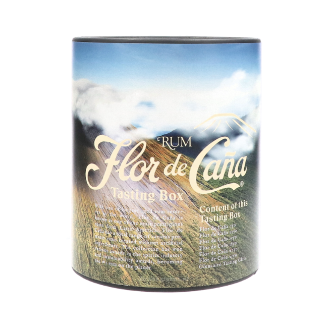 Flor de Cana Tasting box 6x25ML + Glas