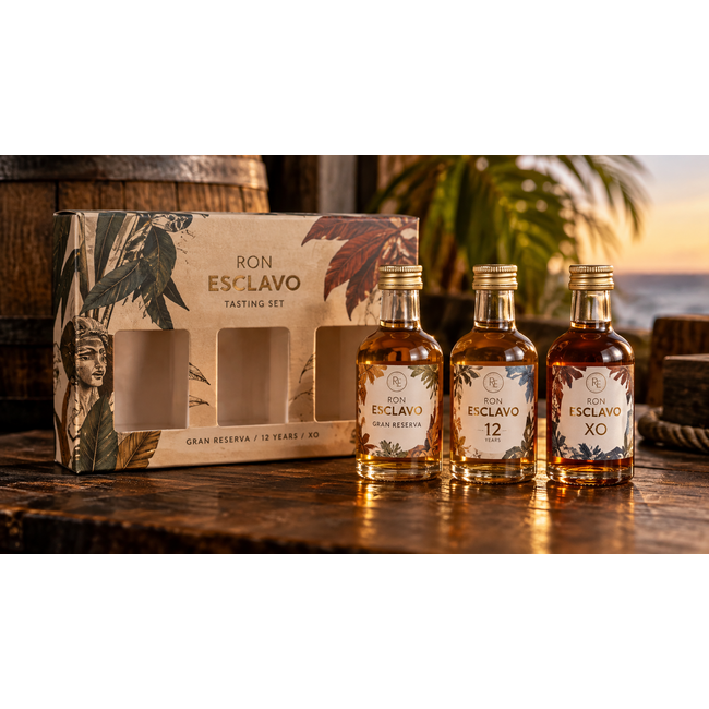 Ron Esclavo Proeverij Grand Reserva, 12Y & XO Giftset 3 x 50 ML